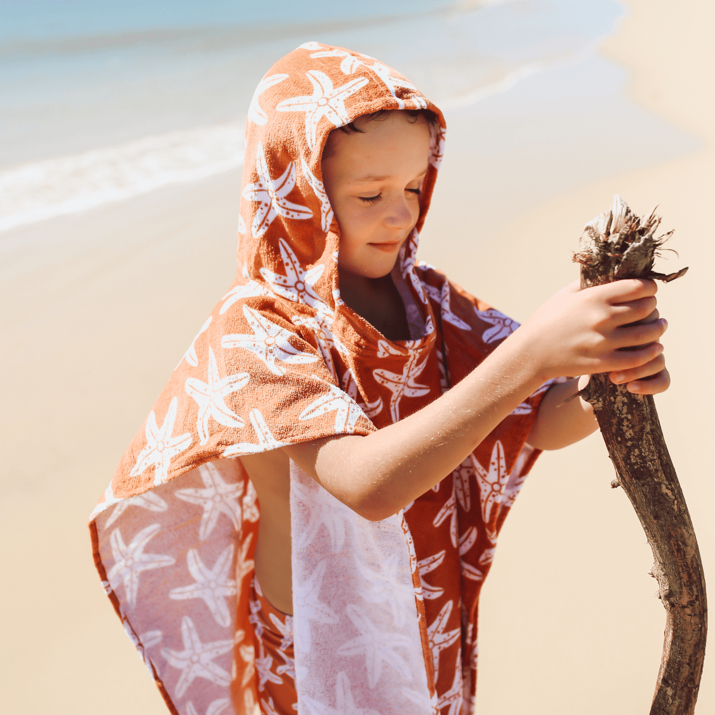 Poncho de Plage étoile Orange 65 x 65 cm